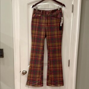 Anthropologie Gray and Pink Plaid Pants